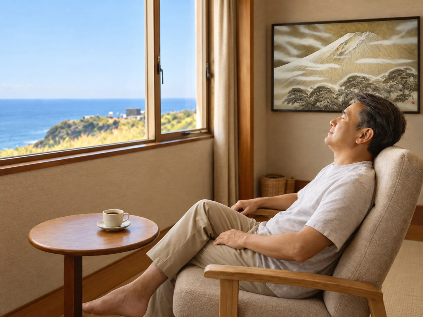 A quiet hour with coffee and the sea