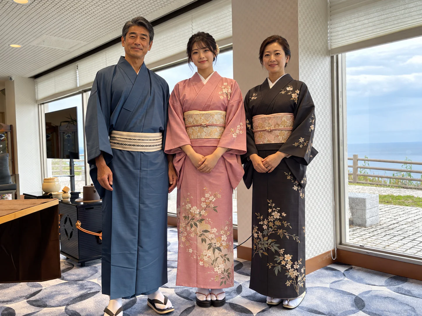 Wearing kimono or yukata