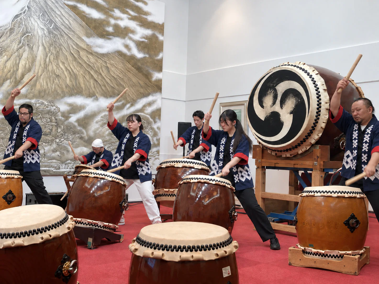 Playing taiko
